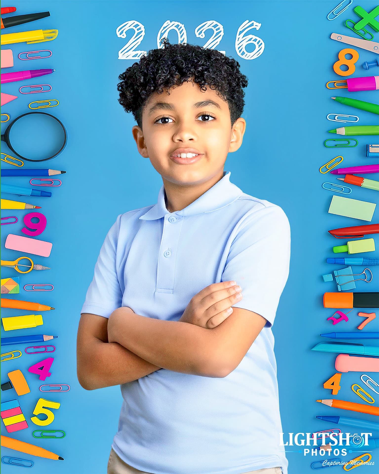 Colorful back-to-school themed portrait